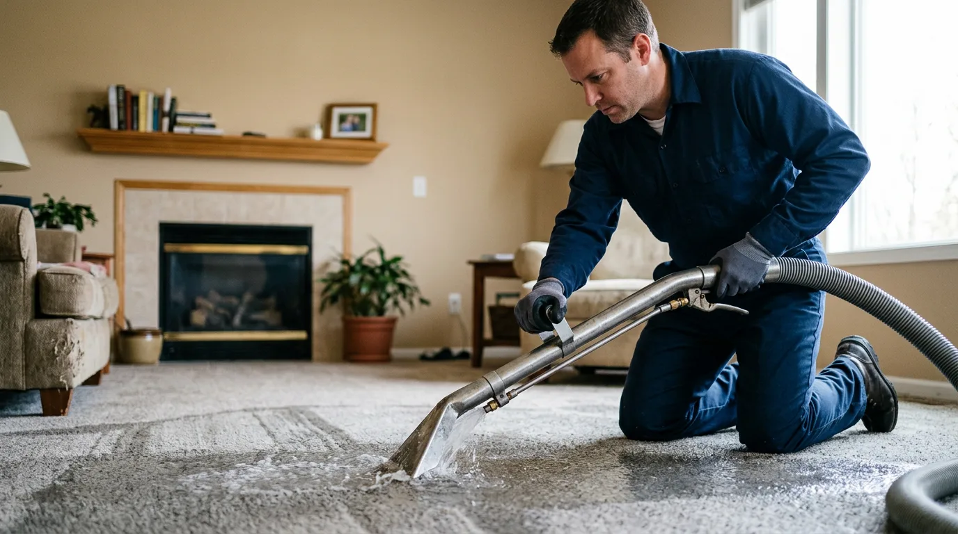Water damage restoration technician working near Kingston, AR